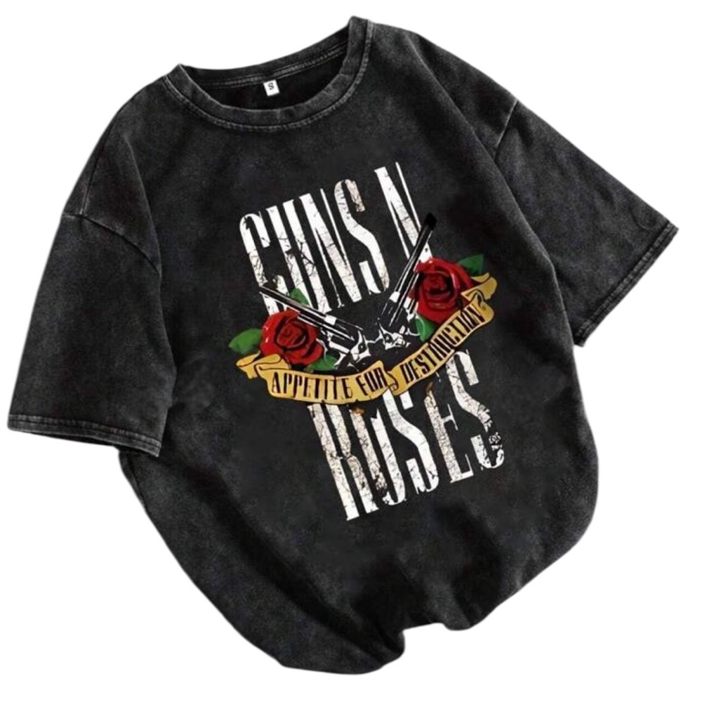 Guns N Roses Graphic T-Shirt Short Sleeve Shirt Women’s Distressed Gray Medium - Picture 3 of 12